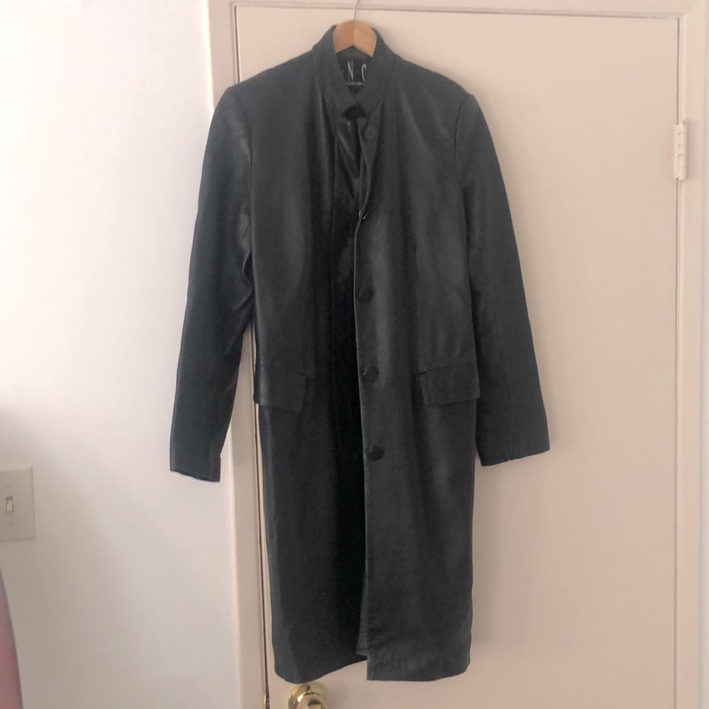 Leather trench coat